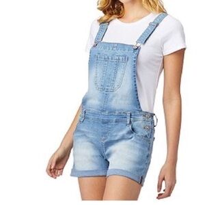 Wallflower Light Blue Denim Shortall Overalls stretchy M
